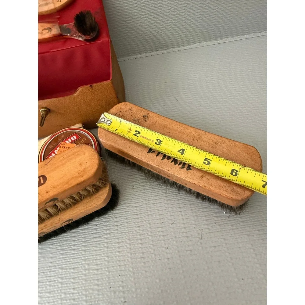 Vintage Kiwi Shoe Shine Kit‎ Horsehair Brushes Polish Travel Case